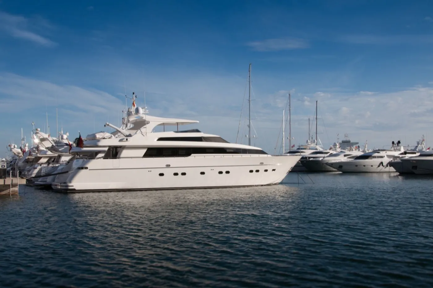 Yachts moored in an Abu Dhabi marina