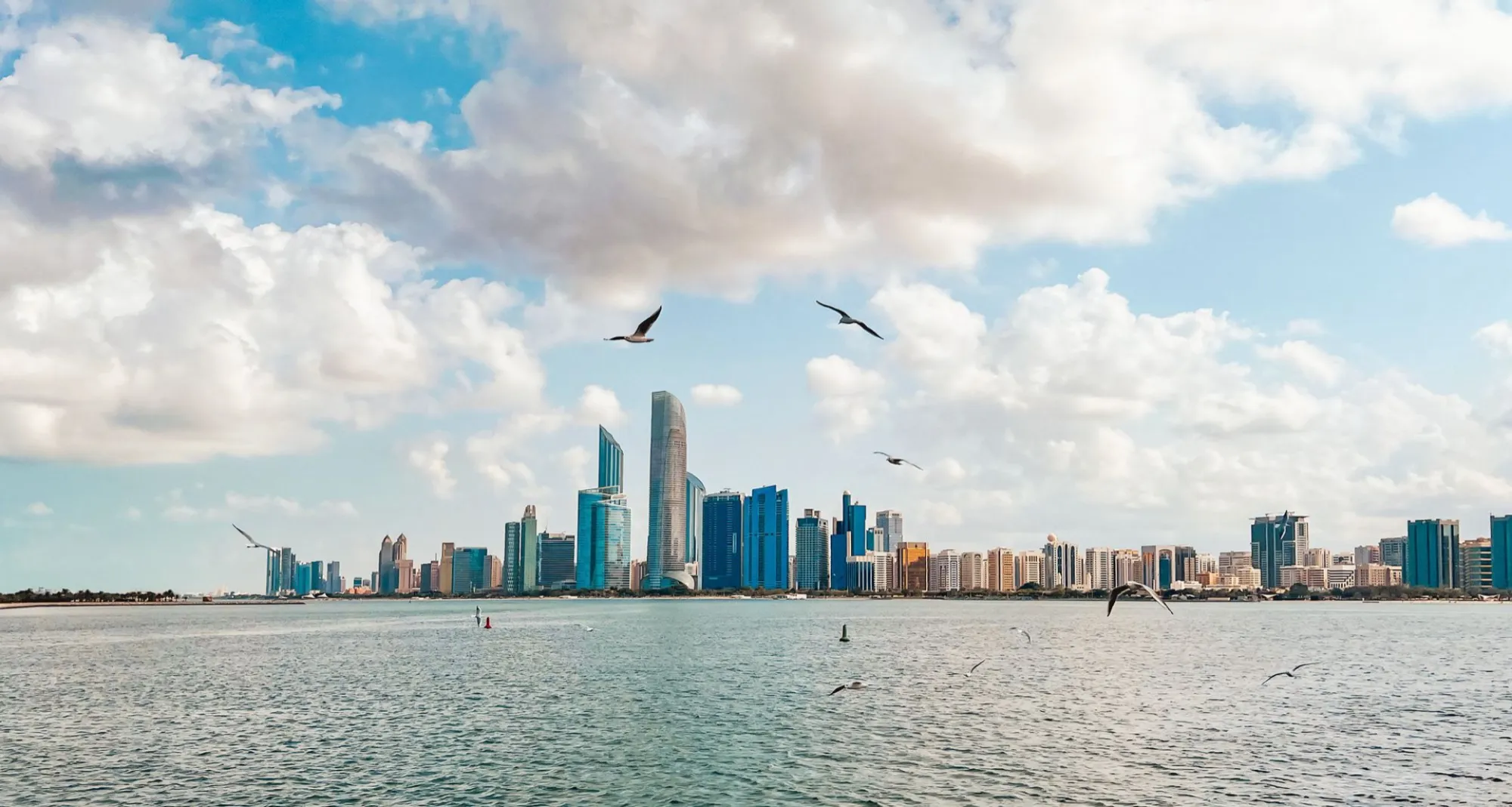 Abu Dhabi skyline across the water, the setting of Waterfront by Missoni Reem Island